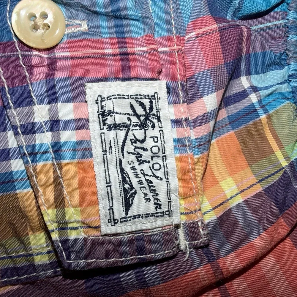 Polo Ralph Lauren Swim Trunks‎ Mens Medium Multicolor Plaid Madras Mesh Lined